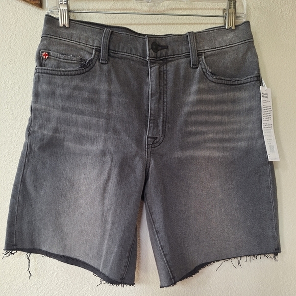 NWT Hudson Jada Womens High Waisted Raw Hem Black Wash Denim Shorts Size 26 - Picture 1 of 10